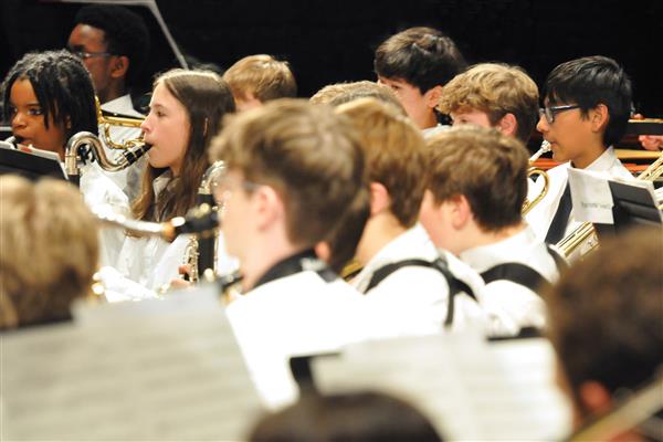 Students performing at the 2023-2024 All County Band Concert
